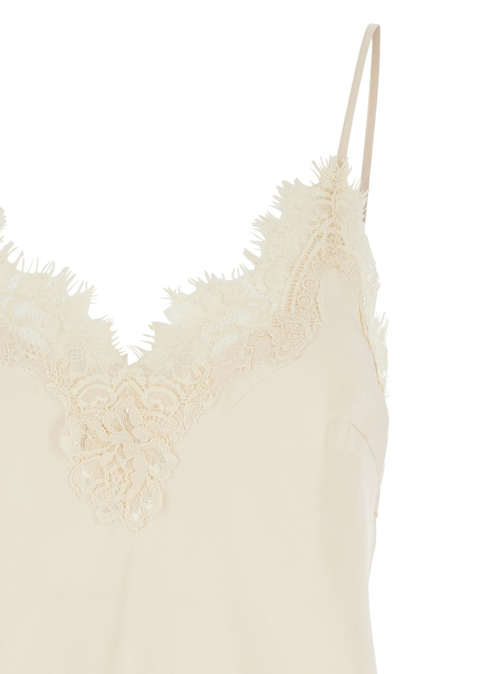 Coco White Camie Top with Tonal Lace Trim in Silk Woman Tops