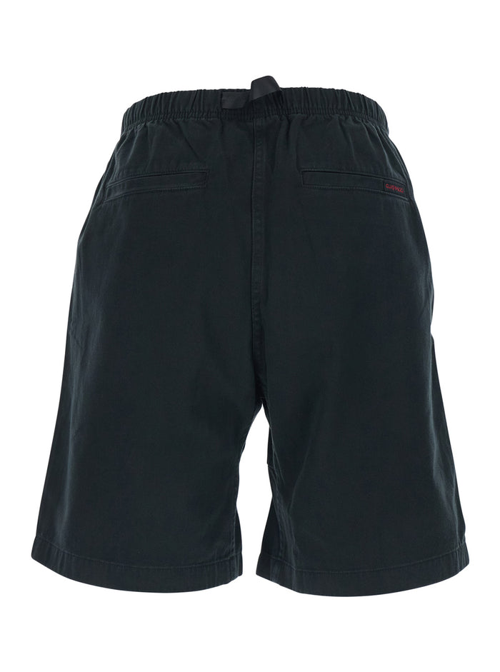 Mens Black Cotton Bermuda Shorts with Elastic Waist And