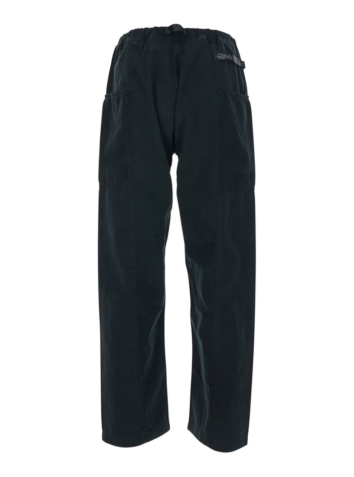 Mens Black Pants with Elastic Waist and Cotton Belt Trousers
