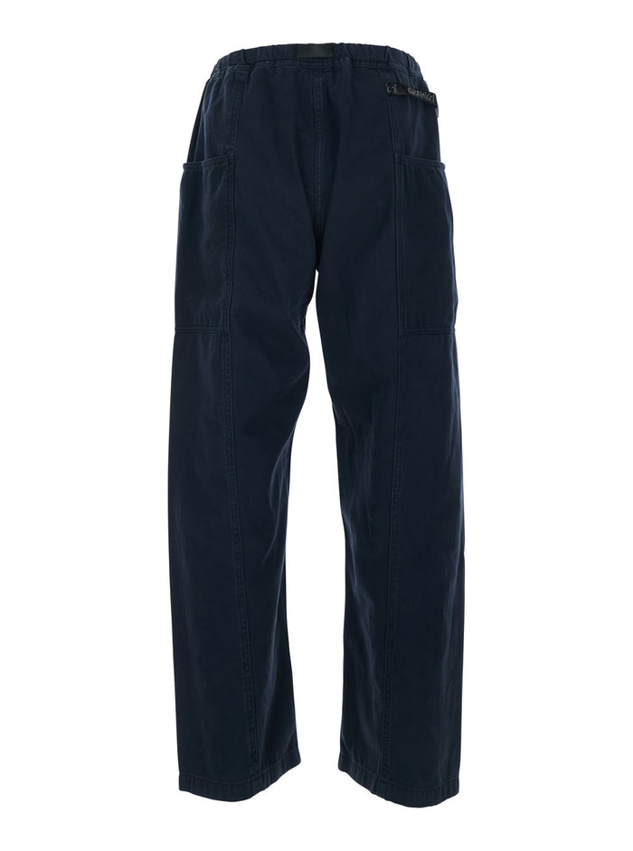 Blue Cotton Pants with Elastic Waist for Men Blu Trousers