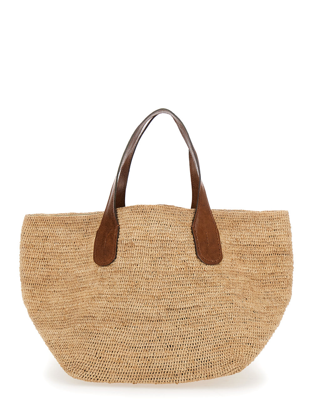 Tokyo II Beige Shopper with Double Top Handle and Woven Design in Raffia Woman Tote Bags