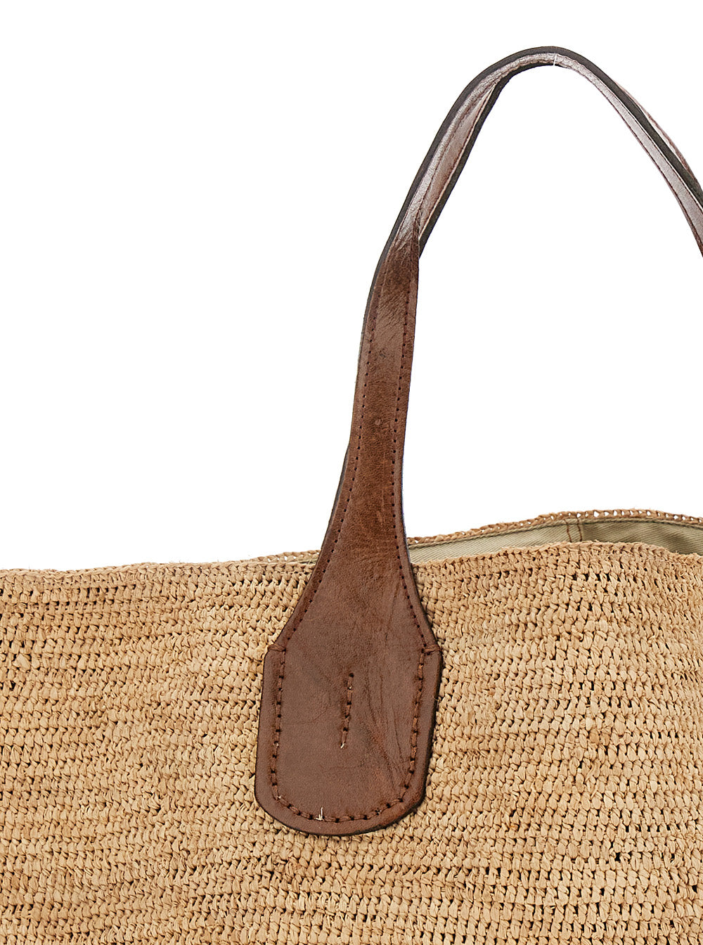 Tokyo II Beige Shopper with Double Top Handle and Woven Design in Raffia Woman Tote Bags