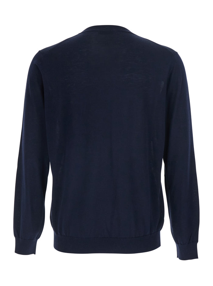 F.16gg Blue Crew Neck Sweater for Women Blu Jersey