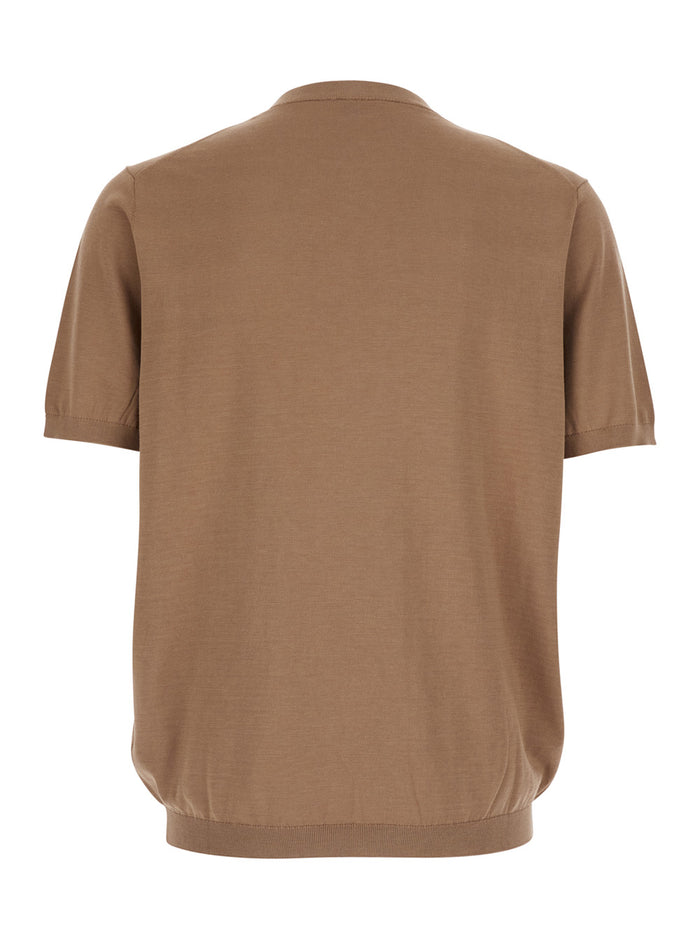 ROUND NECK T-SHIRT F.16gg with Short Sleeves Beige Women Jersey