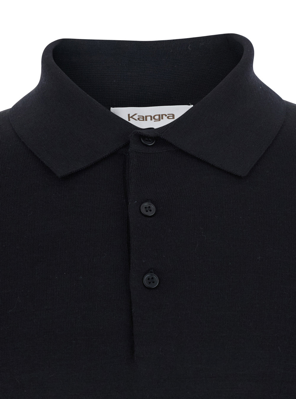 Black Polo Shirt With Classic Collar And Ribbed Finishes In Cotton For Men Tshirts