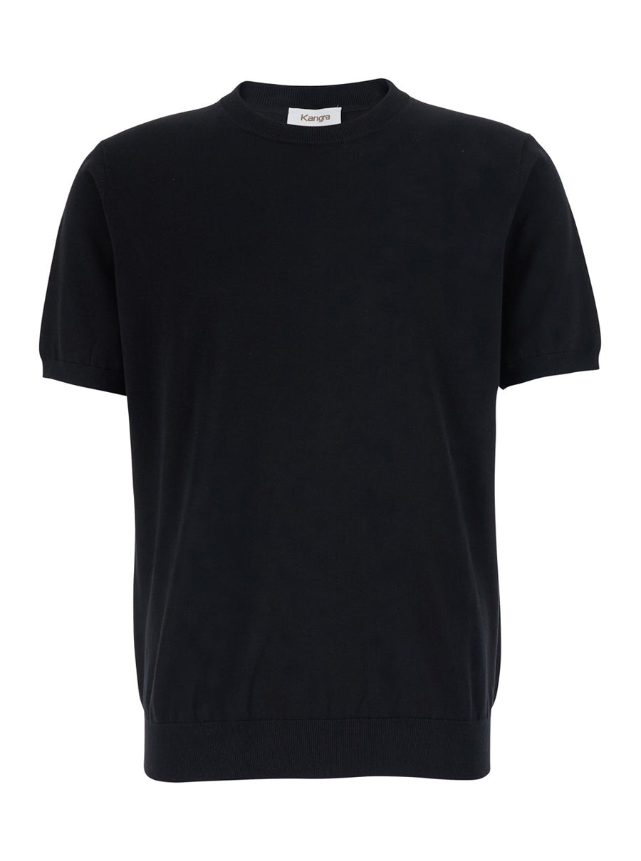T-Shirt Crew Neck Black Cotton