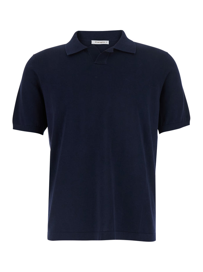 Blue Cotton Polo Shirt For Men Blu Tshirts And