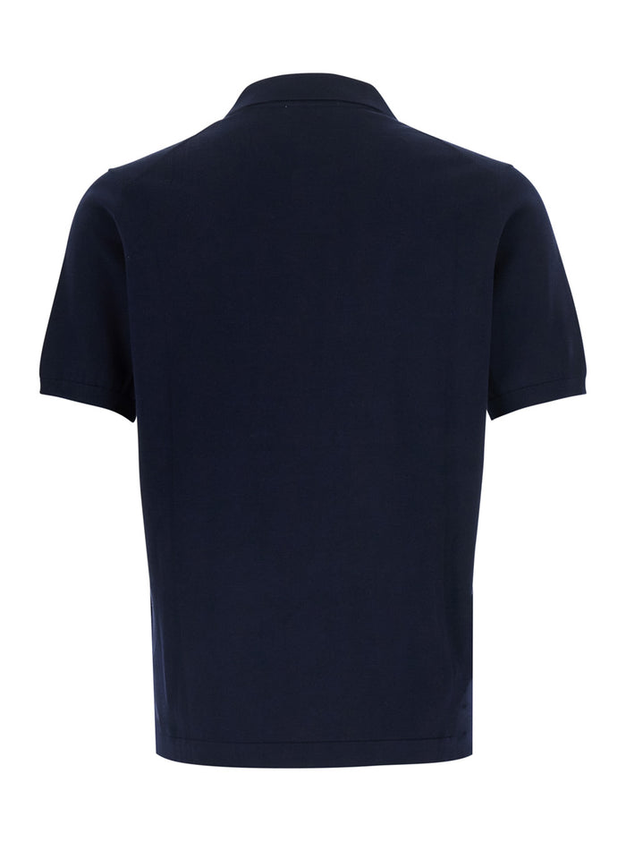 Blue Cotton Polo Shirt For Men Blu Tshirts And