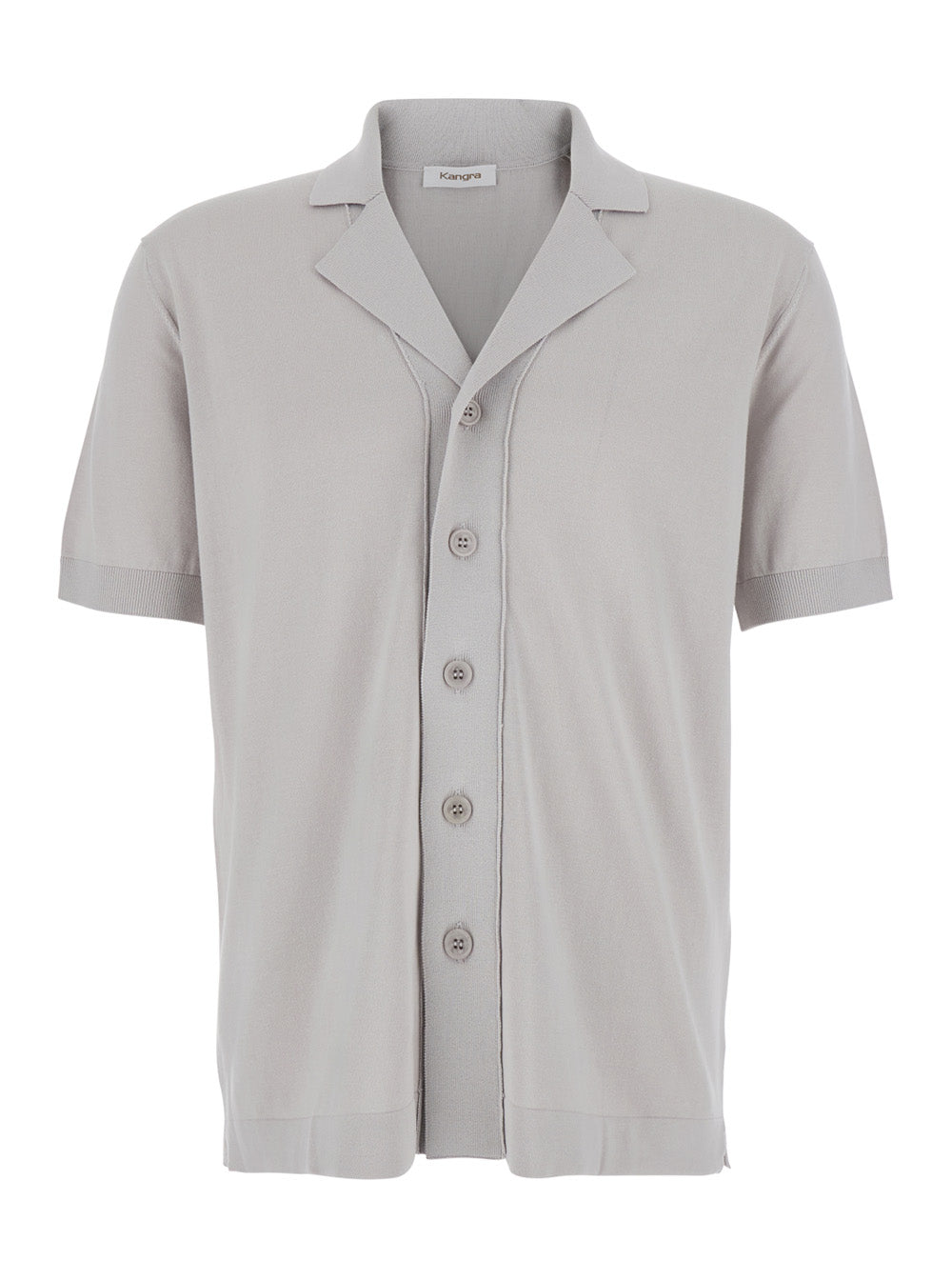 White Shirt With Notched Revers Collar And Short Sleeves In Cotton For Men Blouses