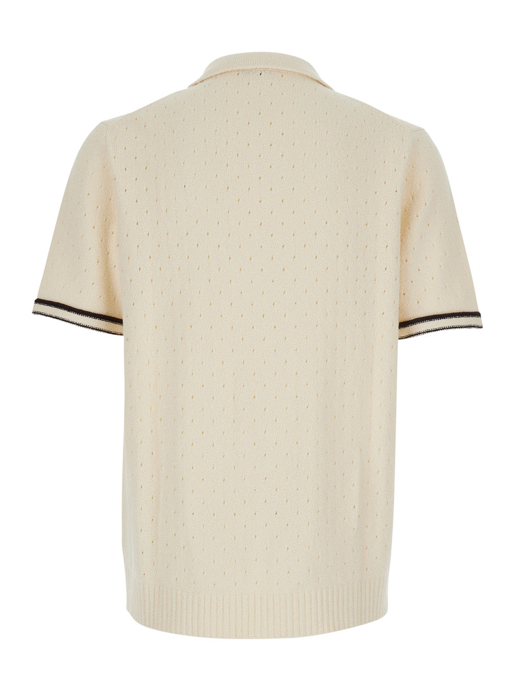 Shirt With Long Sleeves And Pointed Collar Tech Fabric Beige For Men Blouses