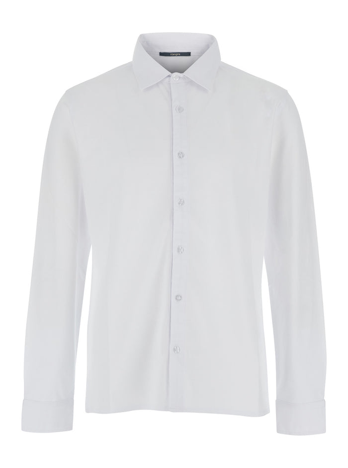 Shirt M-L with Light Piquet Collar White And Blouses