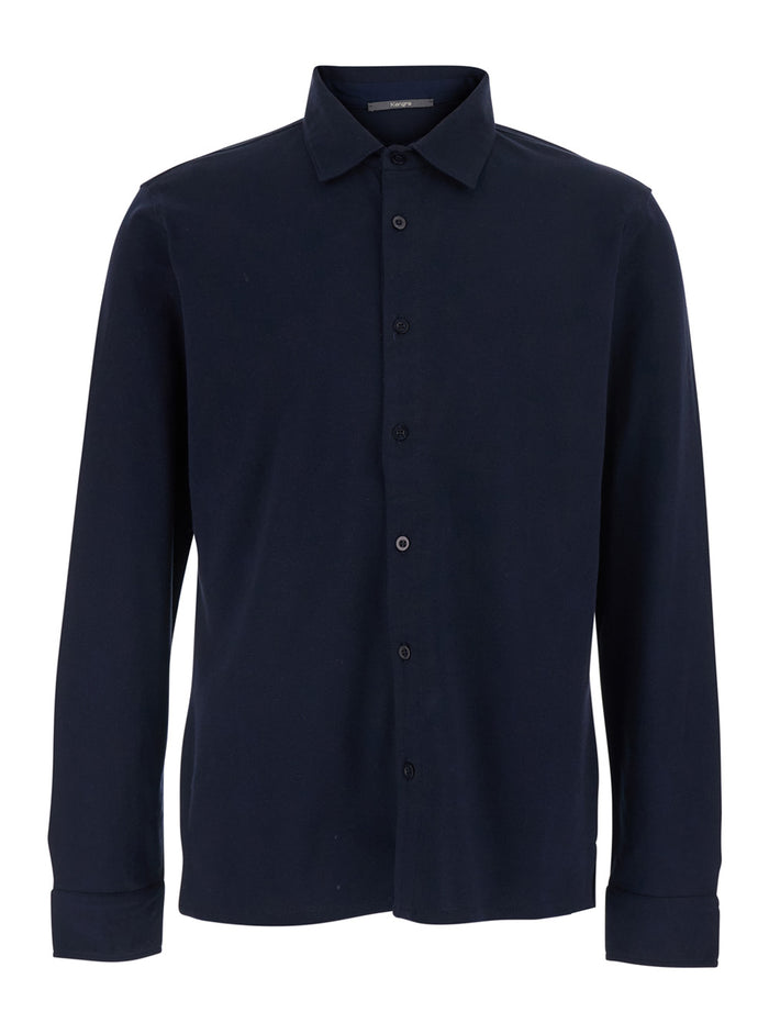 LONG SLEEVE SHIRT IN LIGHT PIQUET Blue Blu And Blouses