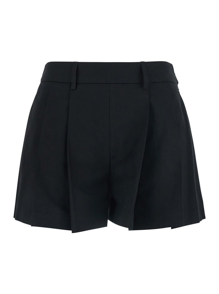 Shorts Pleates Mini With Pockets And High Waist Tech Fabric Black Women Bermuda