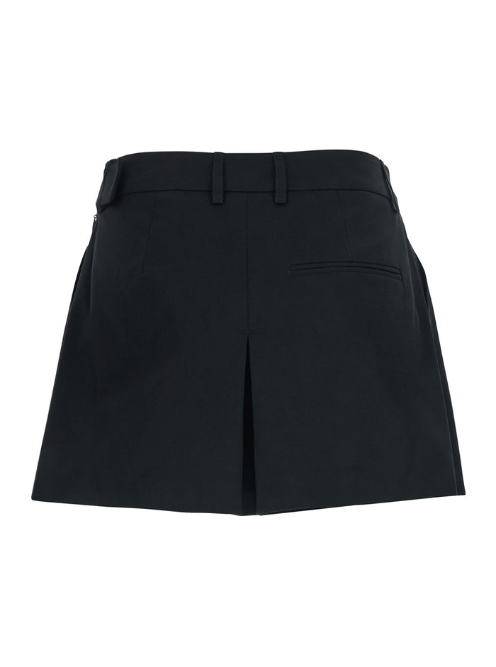 Shorts Pleates Mini With Pockets And High Waist Tech Fabric Black Women Bermuda