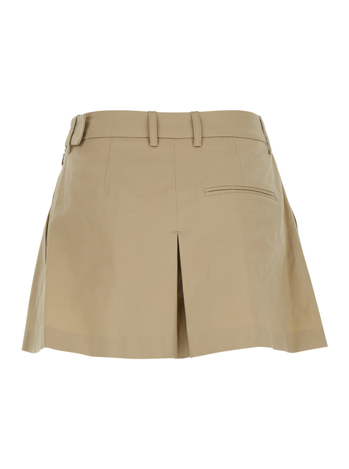 Shorts Pleates Mini With Pleated Details And Tech Fabric Beige Women Bermuda