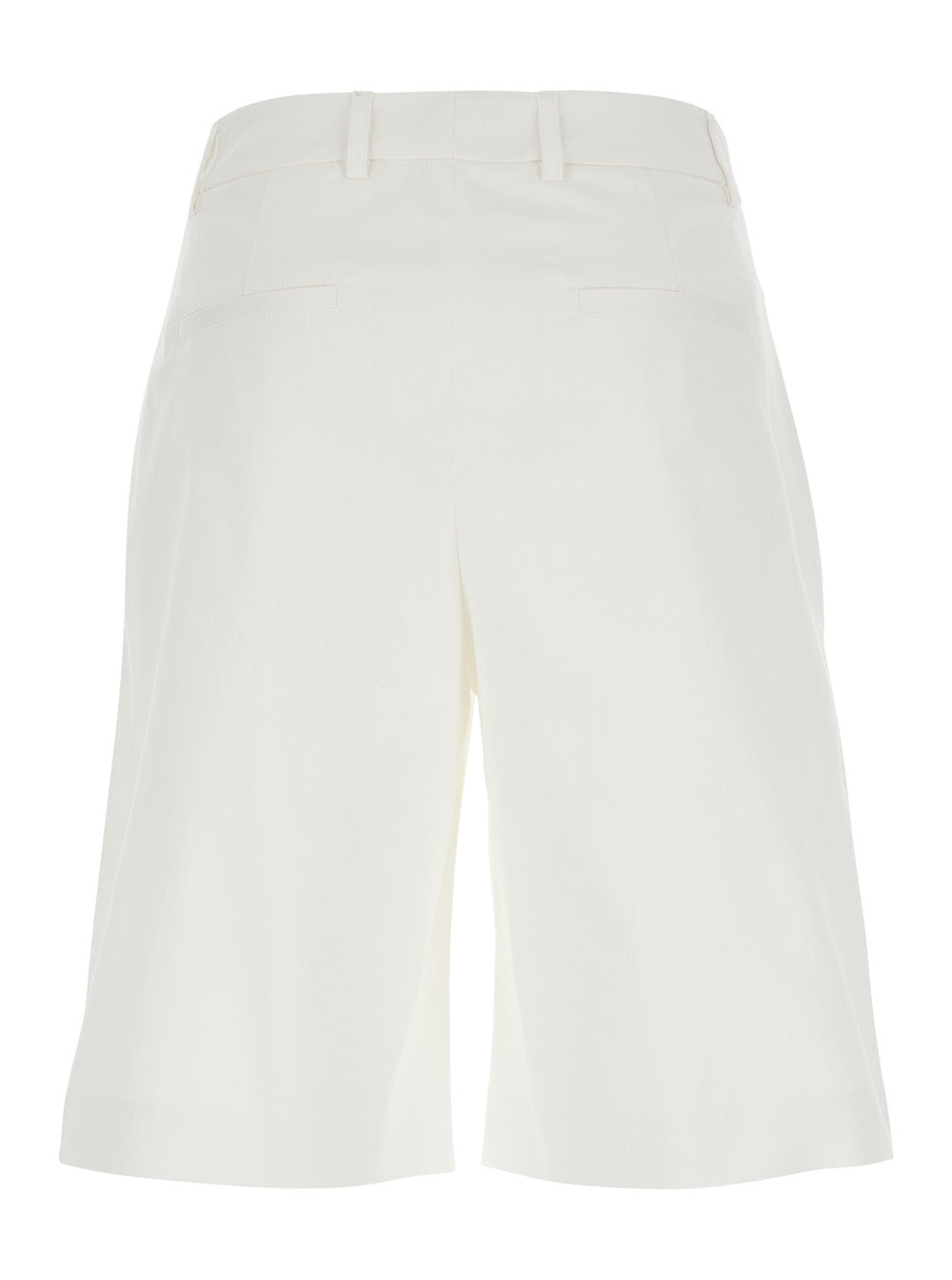White Bermuda Shorts With Belt Loops And Two Back Welt Pockets Cotton For Women