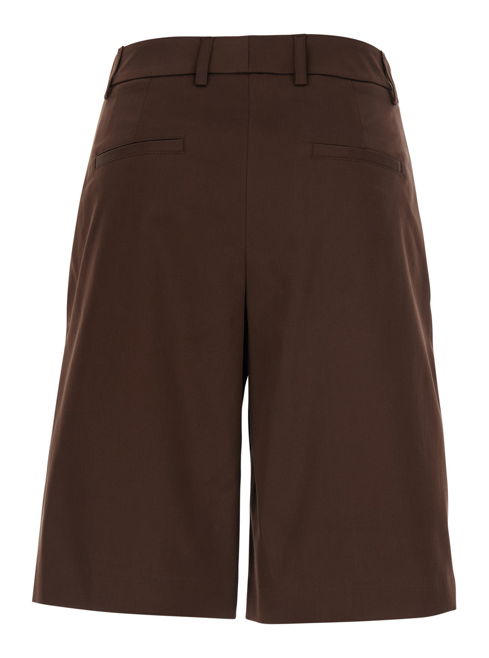 Brown Bermuda Shorts Belt Loops And Two Back Welt Pockets Cotton For Women