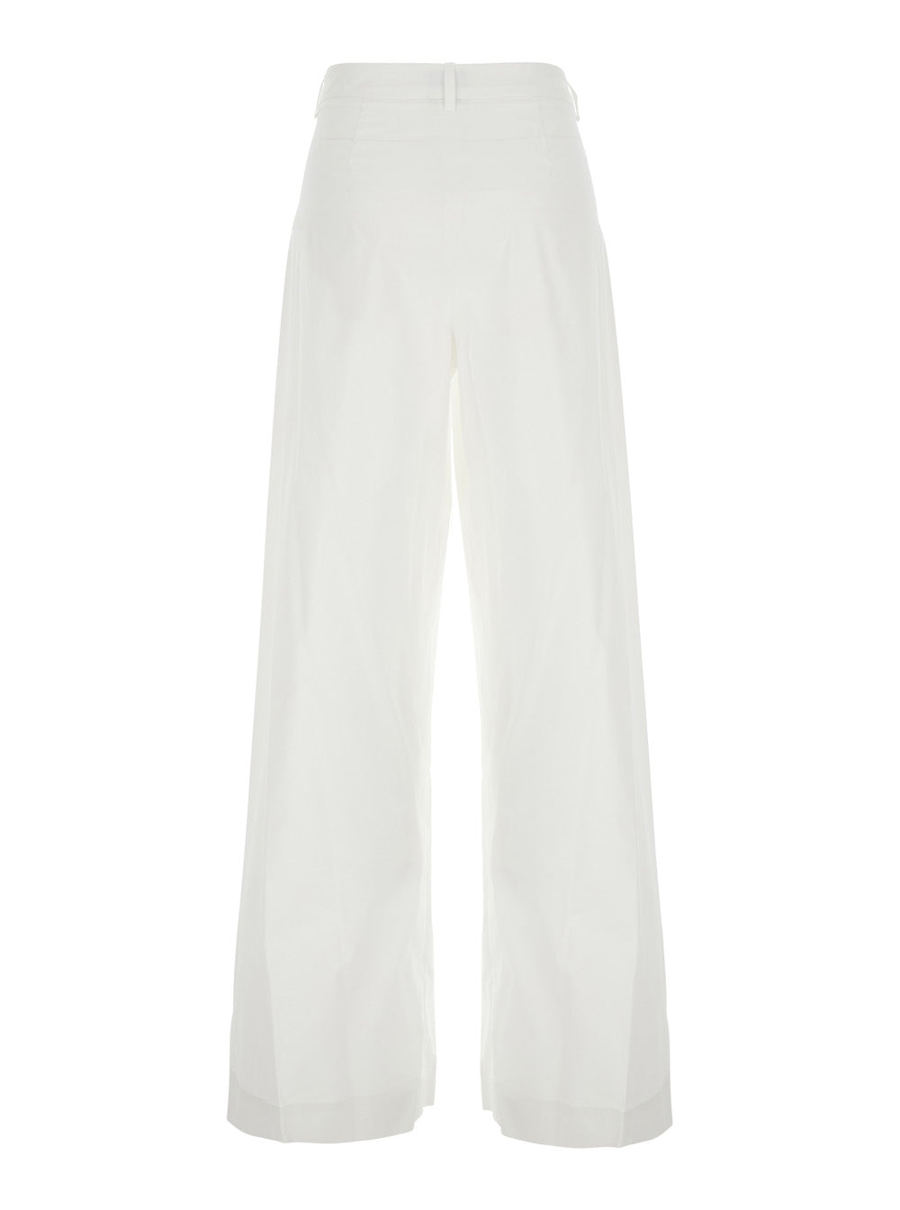 White Popleine Pince Pants With Pleats And Pockets For Women Trousers