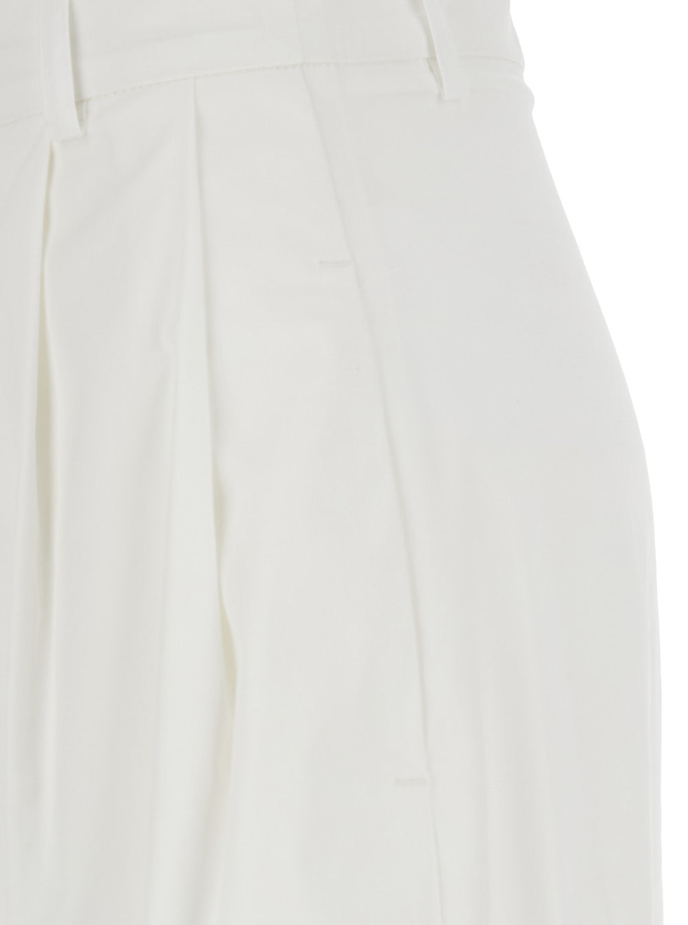 White Popleine Pince Pants With Pleats And Pockets For Women Trousers