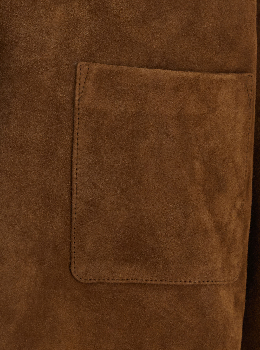 Brown Jacket With Notched Collar And Patch Pocket On The Front Suede For Women Blazers