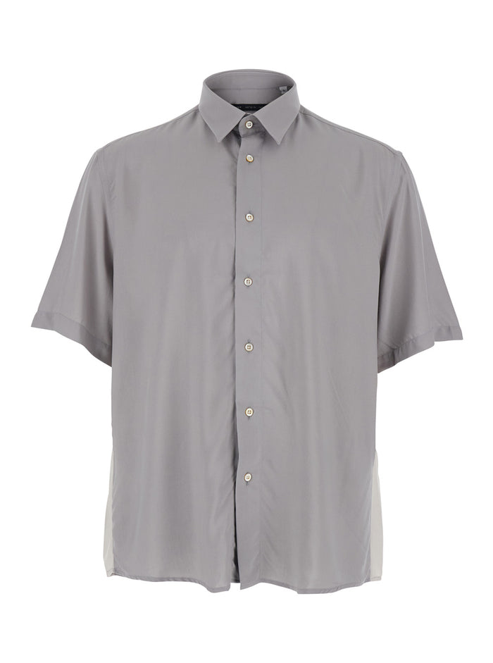 GRAY FLUID VISCOSE - Long Sleeve Shirt with V-Neck Women Grey And Blouses