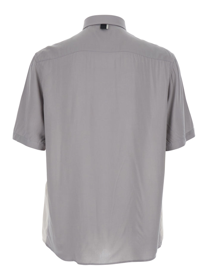 GRAY FLUID VISCOSE - Long Sleeve Shirt with V-Neck Women Grey And Blouses