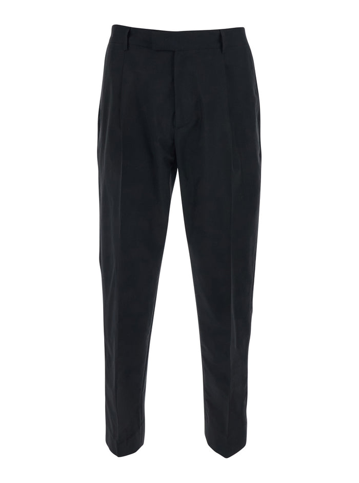 COTTON - Black Pants with Side Pockets in and Wool Blend for Men Virgin Trousers