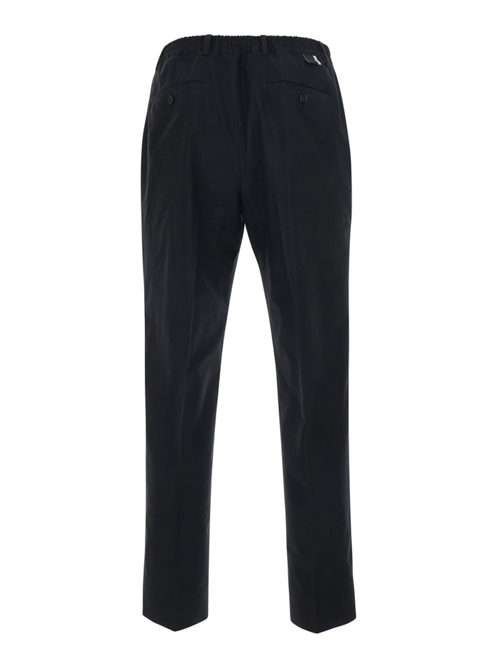 COTTON - Black Pants with Side Pockets in and Wool Blend for Men Virgin Trousers