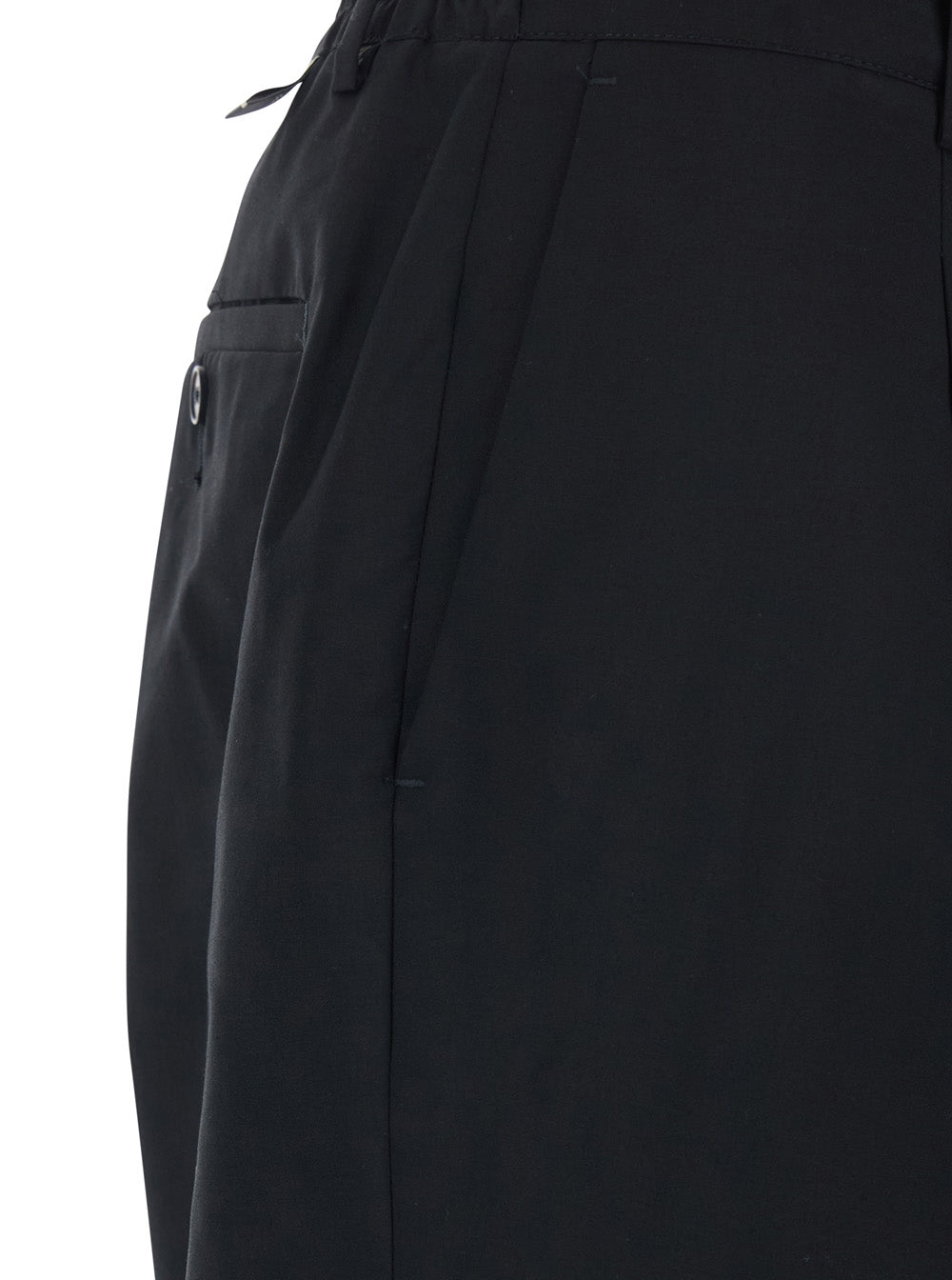 COTTON - Black Pants with Side Pockets in and Wool Blend for Men Virgin Trousers