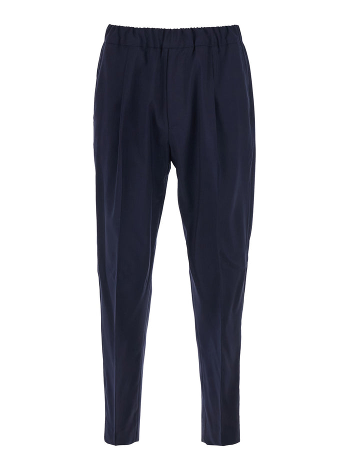 LANA Blue Pants with Side Pockets and Zip Closure in Wool Polyester Blend for Men Blu Trousers