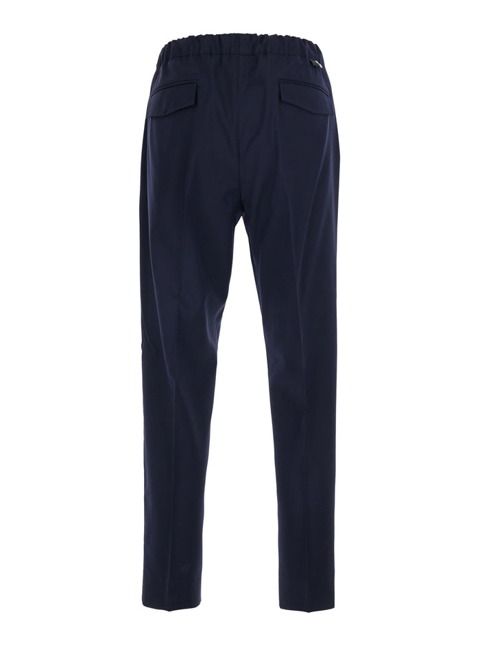 LANA Blue Pants with Side Pockets and Zip Closure in Wool Polyester Blend for Men Blu Trousers