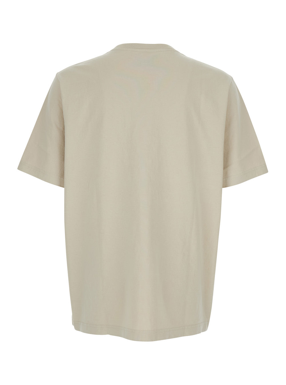 Beige T-shirt with Logo on the Front in Cotton for Men Organic Tshirts And Polo Shirts