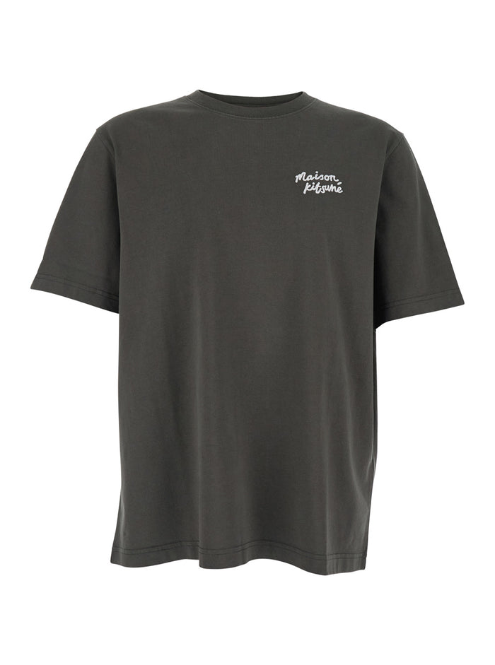 Brown Cotton Crew Neck T-shirt with Logo for Men Organic Tshirts And Polo Shirts
