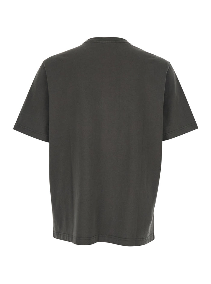 Brown Cotton Crew Neck T-shirt with Logo for Men Organic Tshirts And Polo Shirts