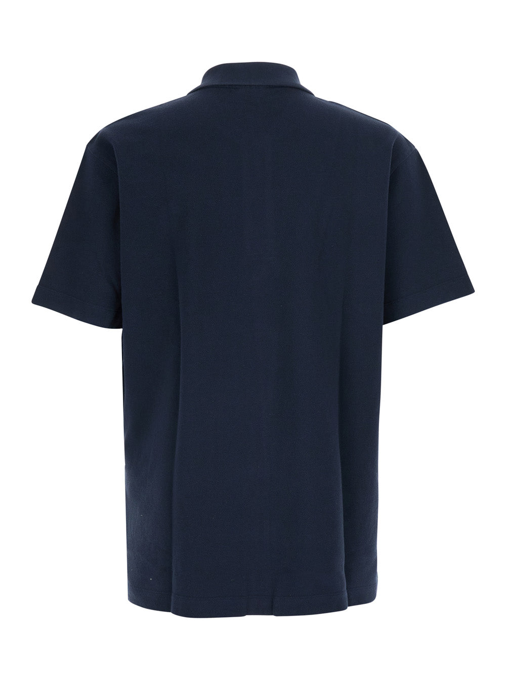 Maison Kitsuné Handwriting Comfort Polo Blue With Ribbed Collar And Short Sleeves Organic Cotton For Men Blu Tshirts Shirts
