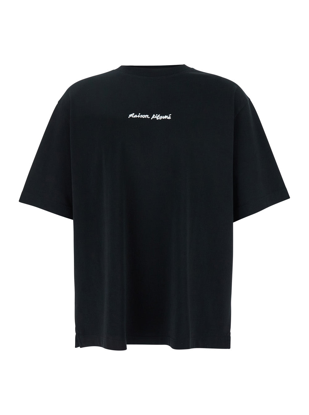Black T-Shirt with Printed Lettering Logo on the Front for Men Tshirts And Polo Shirts