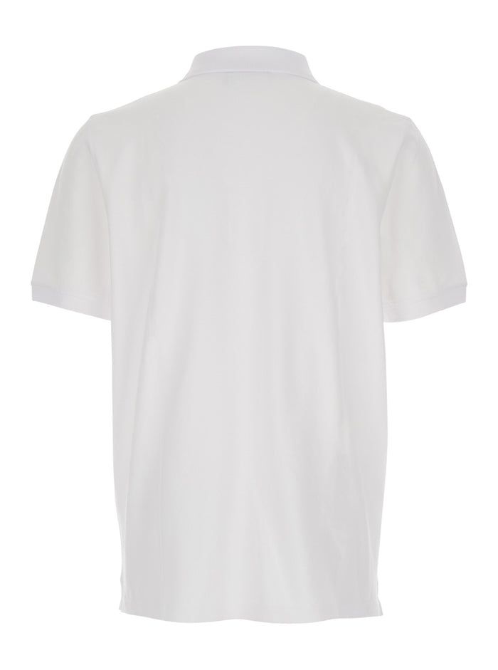 White Polo with Classic Collar and Logo Embroidery on Front for Men Cotton Tshirts Shirts