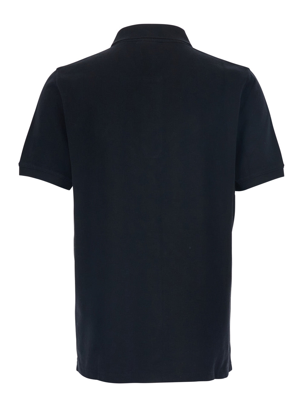 Black Polo Shirt with Classic Collar and Logo Embroidery on the Front in Cotton Man Tshirts