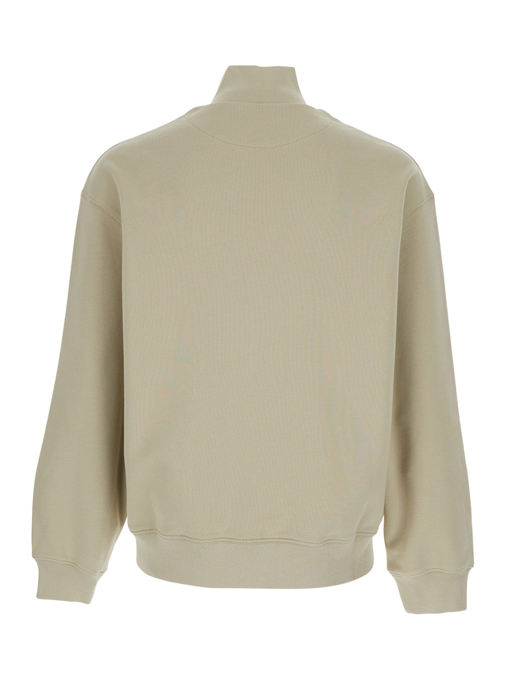 Green High Neck Sweatshirt with Logo Patch for Men Cotton Sweatshirts