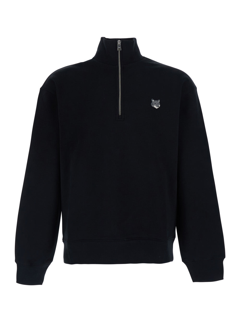 Mens FOX HEAD COMFORT HALF ZIP Black Cotton Sweatshirt with Front Sweatshirts