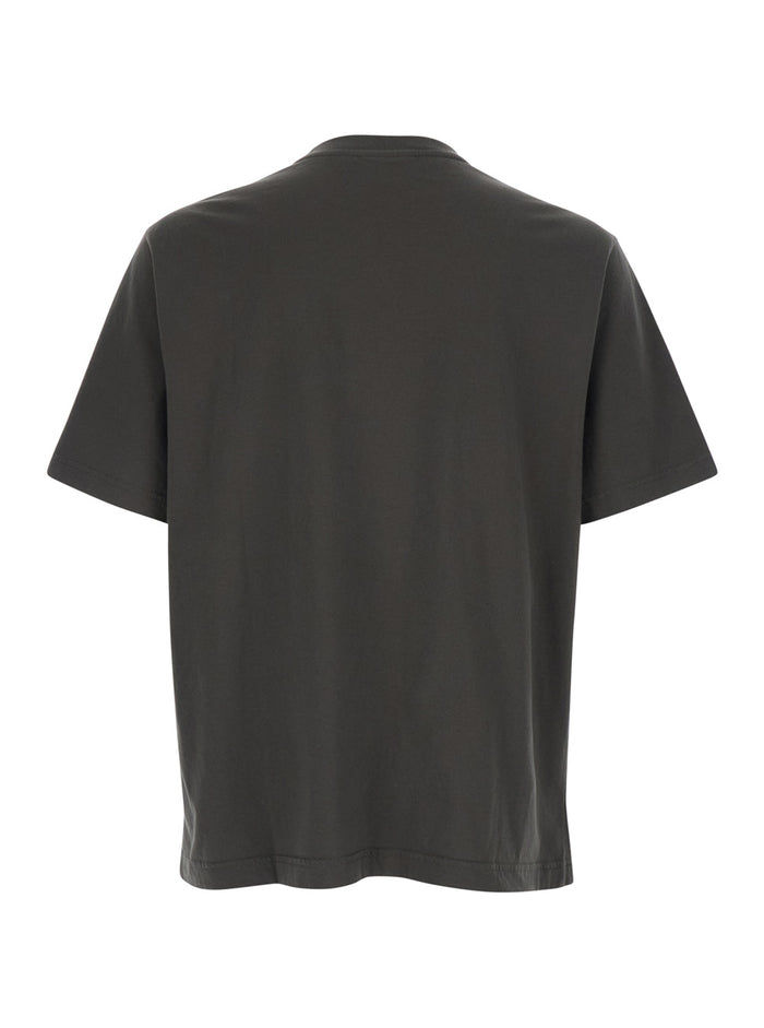 Crew Neck T-shirt with Logo Patch on the Front in Brown Cotton for Men Organic Tshirts And Polo Shirts