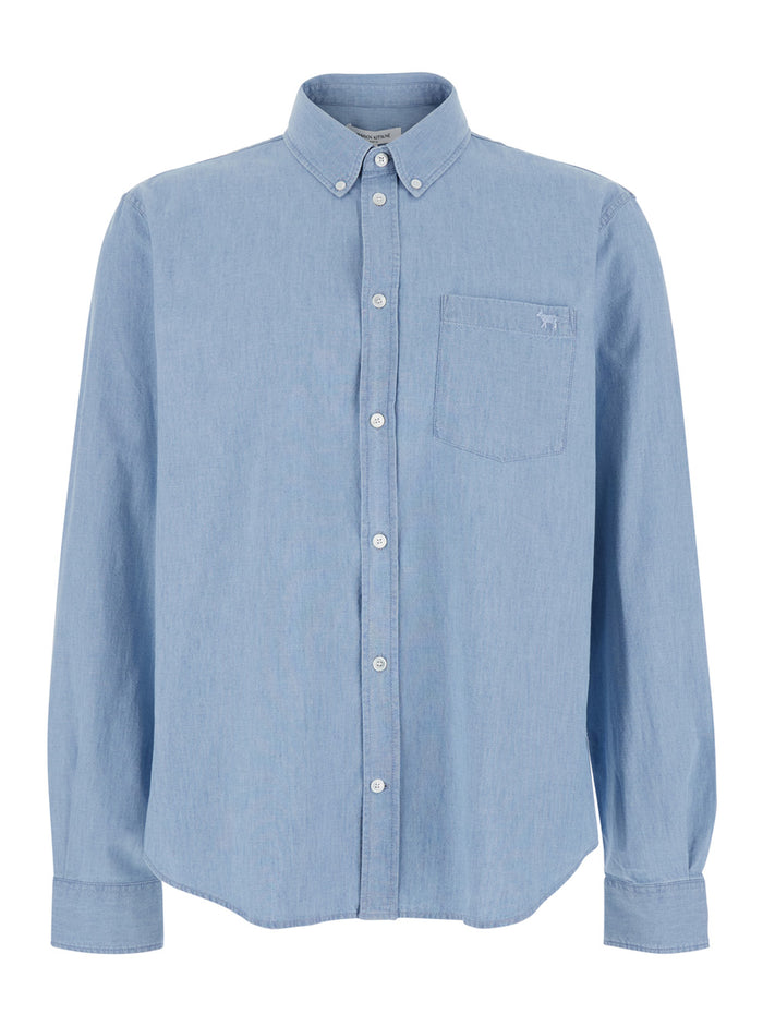 Blue PROFILE FOX REGULAR SHIRT with Classic Collar and Long Sleeves in Cotton for Men Light Blouses