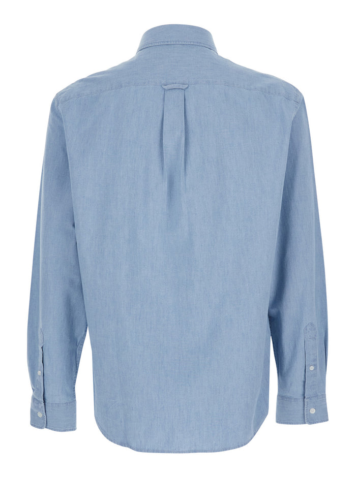Blue PROFILE FOX REGULAR SHIRT with Classic Collar and Long Sleeves in Cotton for Men Light Blouses