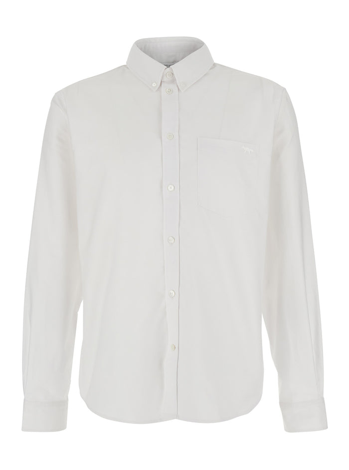 Shirt PROFILE FOX REGULAR with Classic Collar and Long Sleeves in White Cotton for Men Blouses