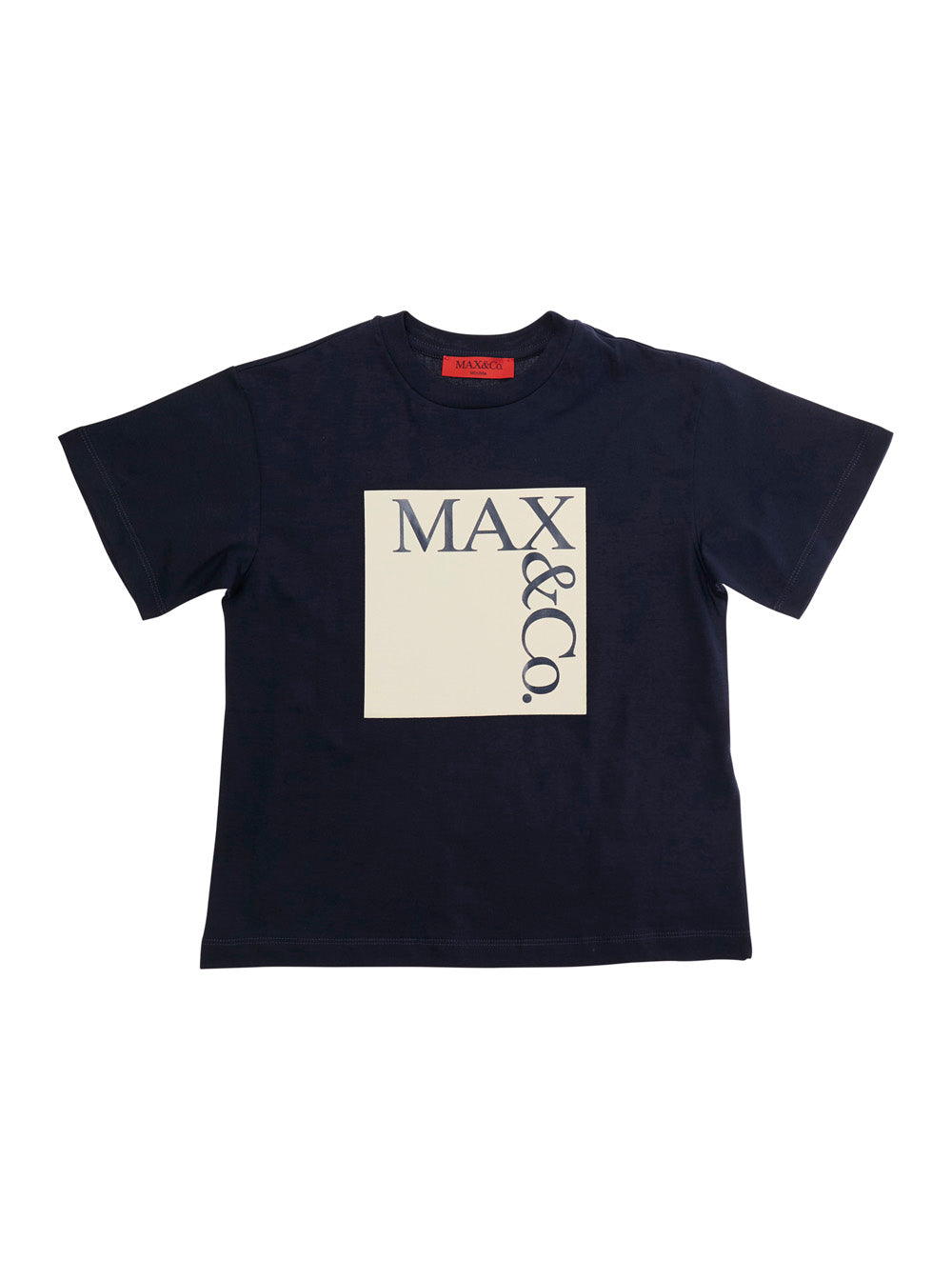 T-Shirt MAX&CO KIDS Blue with Maxi Logo Print on the Front in Cotton for Girls Blu Tshirts And Polo Shirts