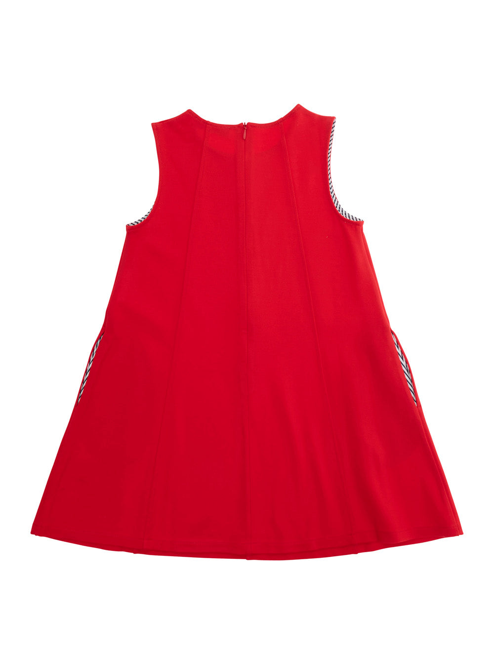 Sleeveless Crew Neck Dress with Logo Patch on the Front in Stretch Viscose Blend Red Girl Polyamide Elastane