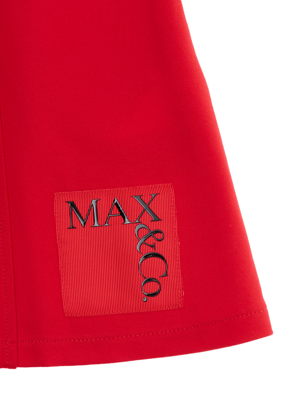 Sleeveless Crew Neck Dress with Logo Patch on the Front in Stretch Viscose Blend Red Girl Polyamide Elastane