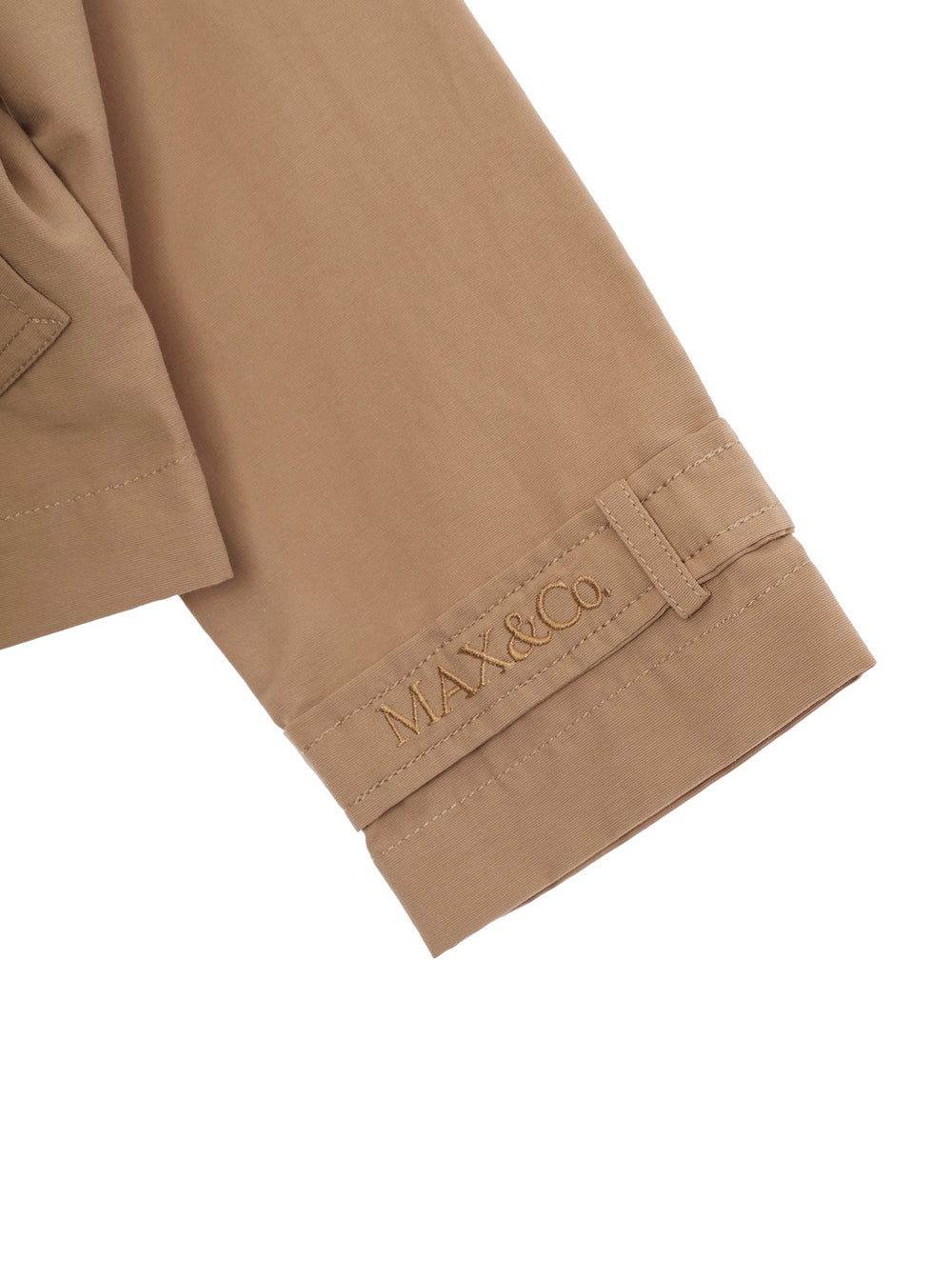 Beige Cotton Blend Jacket with Pointed Collar and Logo Lettering on Cuff for Girls Nylon Blazers