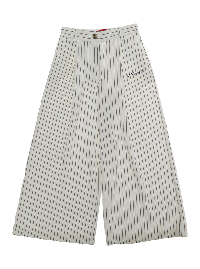 Pants MX0307MX00WMAXP47FMX104 with Front Pockets and Elastic Waist in White for Women Viscose Polyamide Trousers