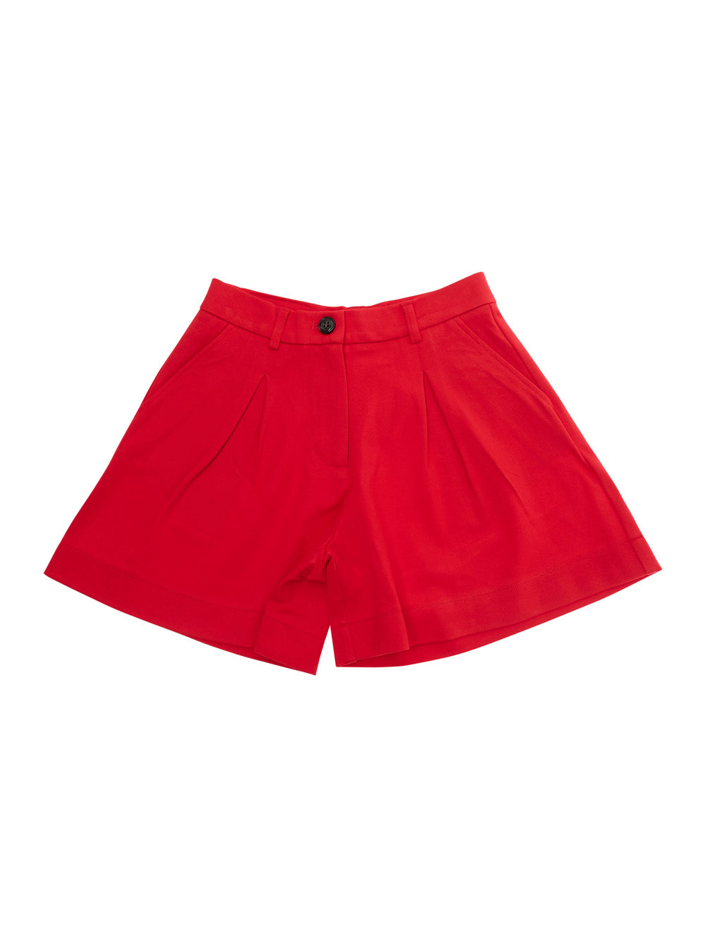 Shorts MAX&CO KIDS with Pleated Details and Logo Patch on the Back in Stretch Viscose Blend Red Girl Polyamide Elastane Bermuda